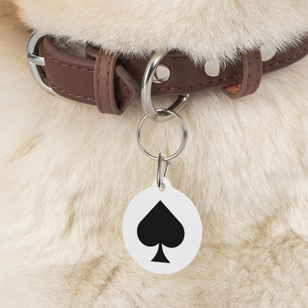 Personalised Ace of Spades Icon Pet Tag | Round Metal Dog ID Tag