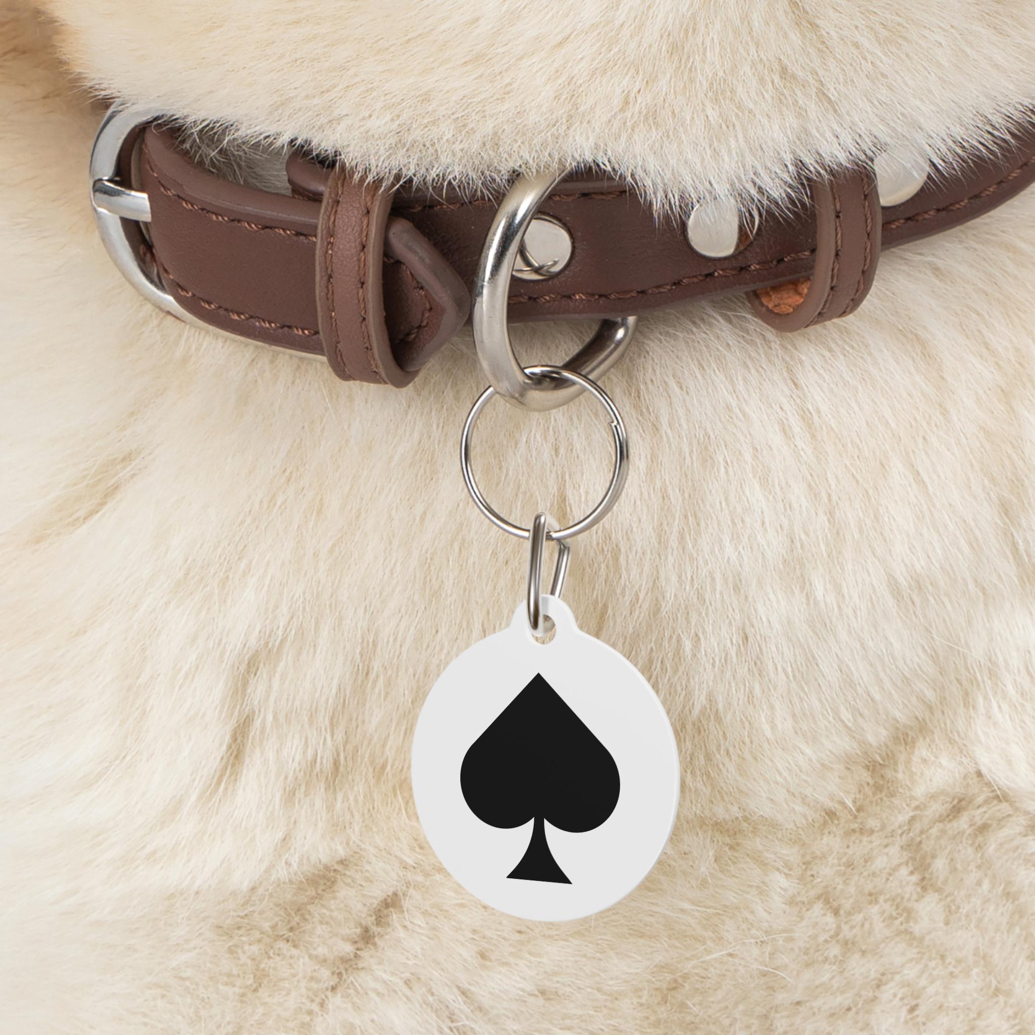 Personalised Ace of Spades Icon Pet Tag | Round Metal Dog ID Tag