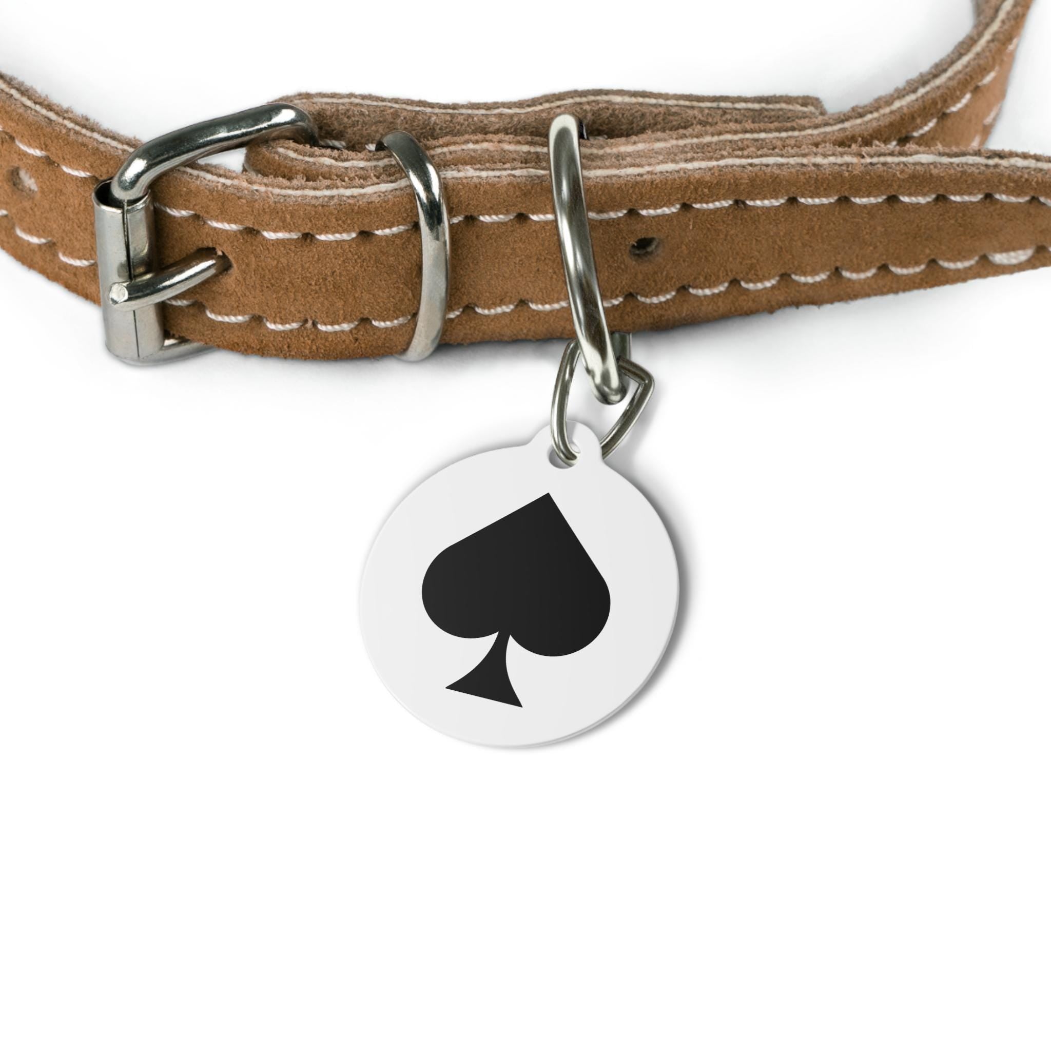 Personalised Ace of Spades Icon Pet Tag | Round Metal Dog ID Tag