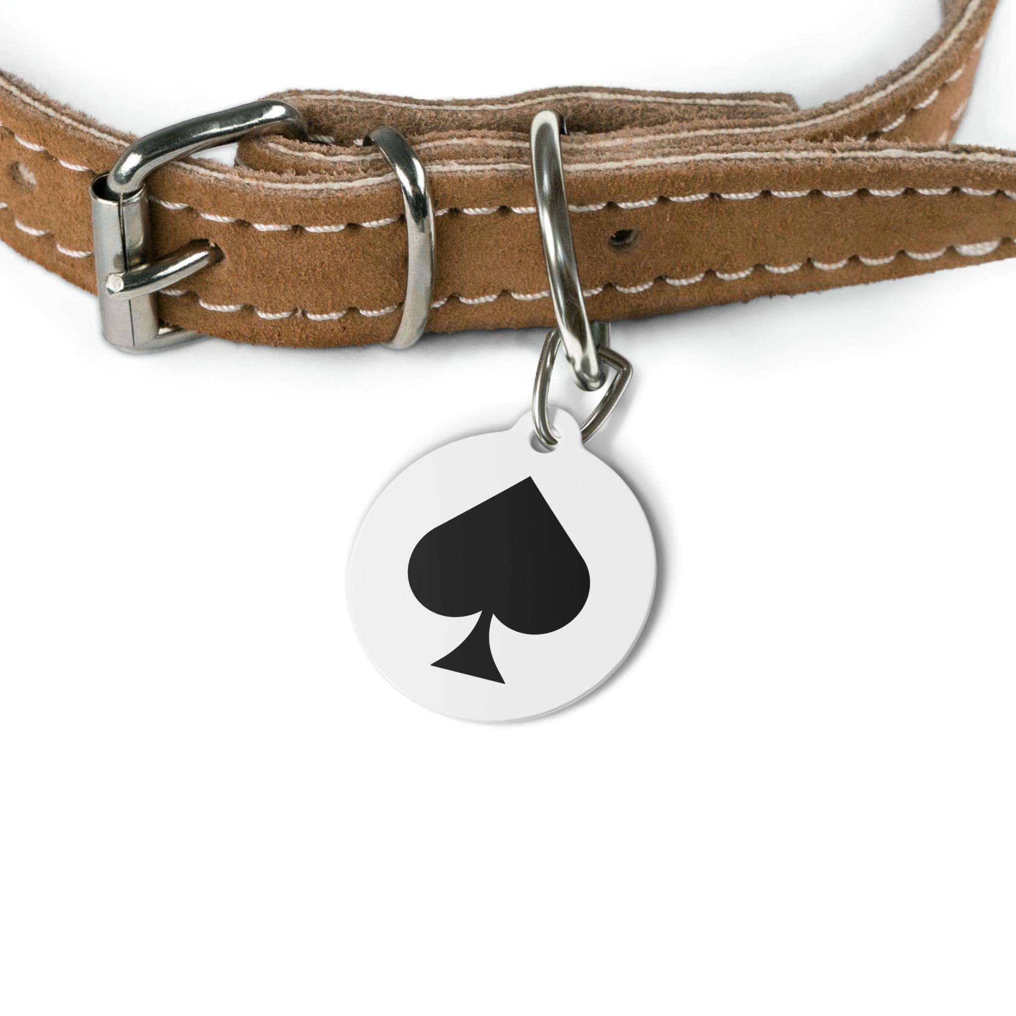 Personalised Ace of Spades Icon Pet Tag | Round Metal Dog ID Tag