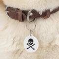 Skull & Crossbones Pet Tag | Round Double-Sided Rock ID Charm