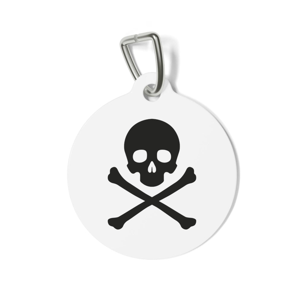 Skull & Crossbones Pet Tag | Round Double-Sided Rock ID Charm