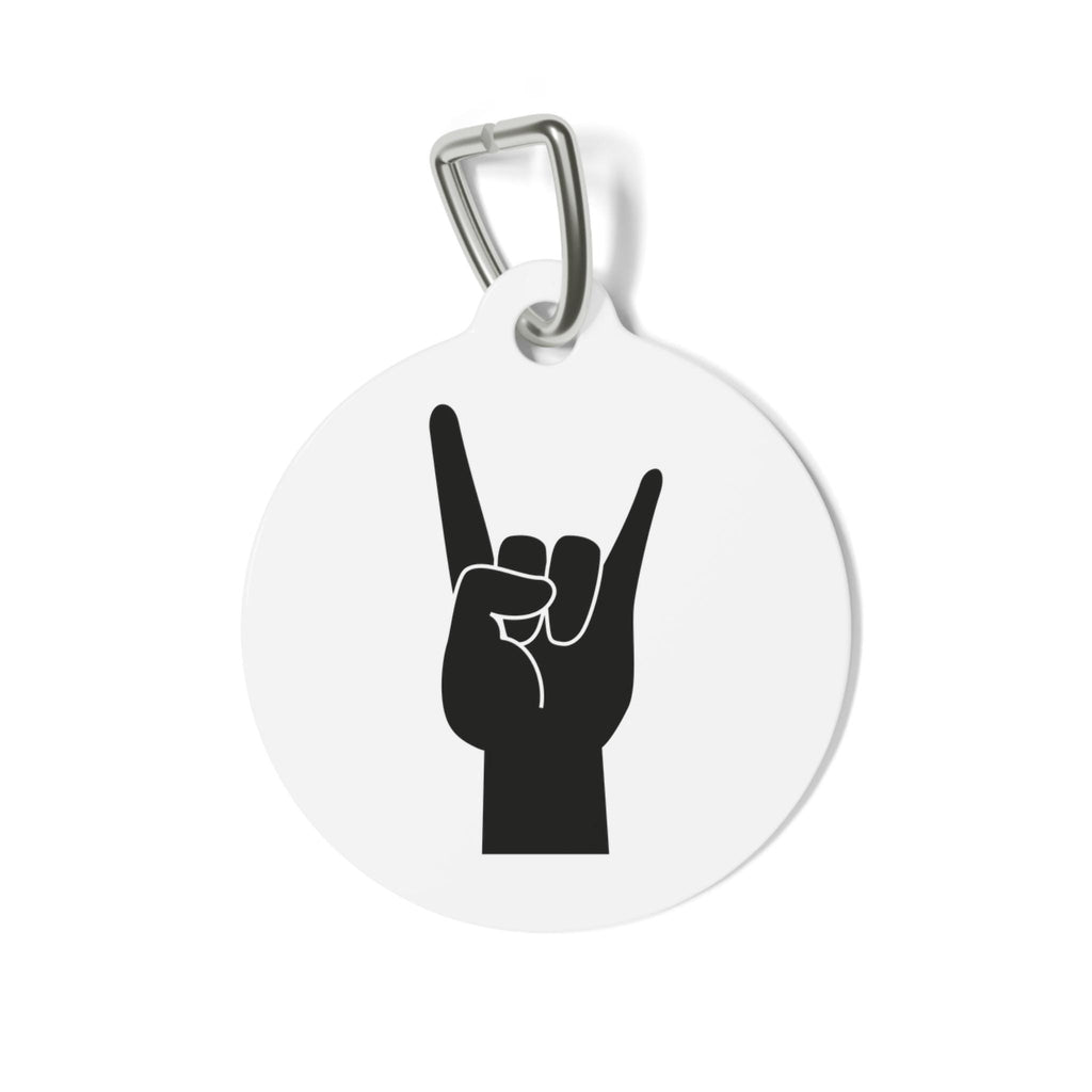Rock Hand Dog Collar Charm | Punk Pet Tag, Alt Music Accessory