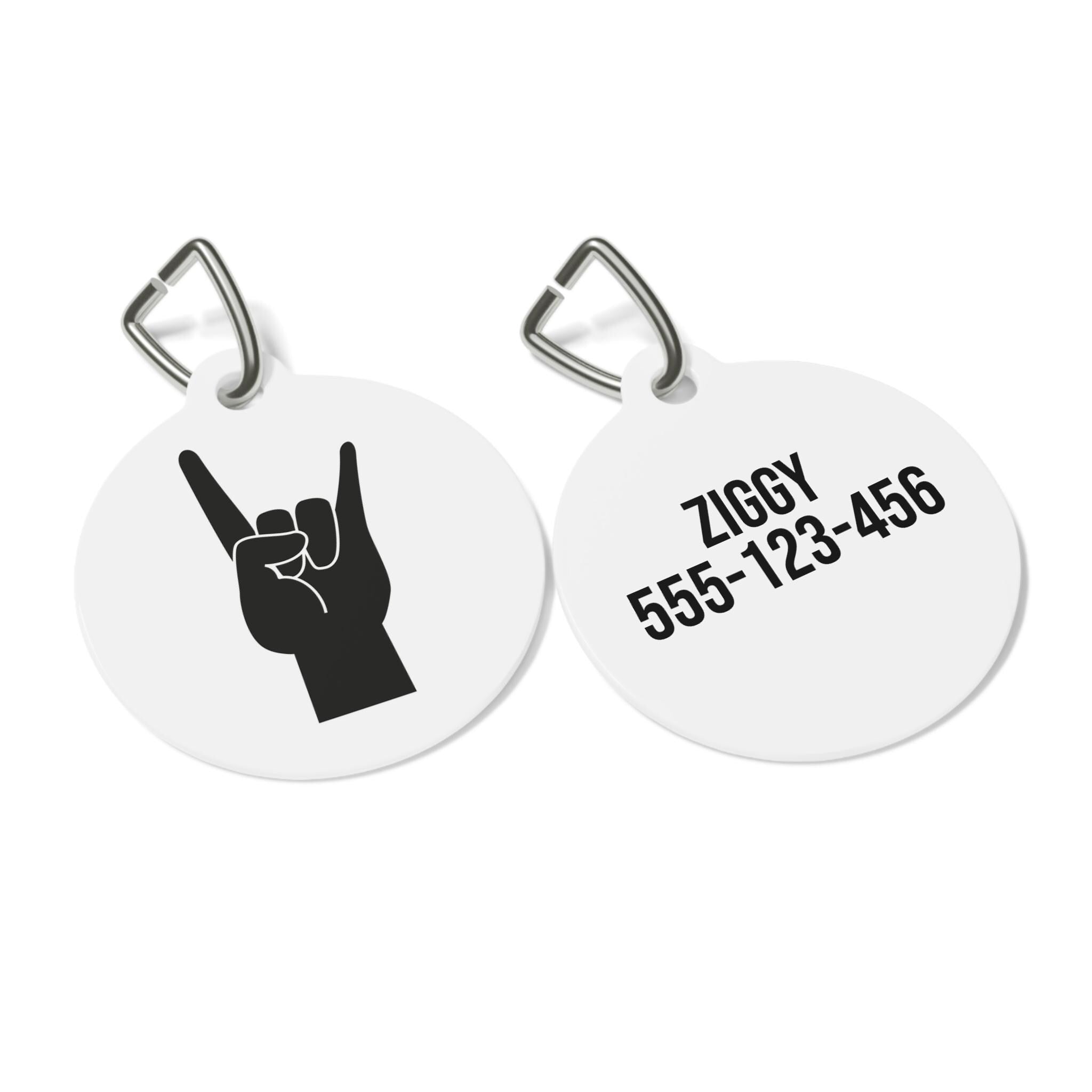 Rock Hand Dog Collar Charm | Punk Pet Tag, Alt Music Accessory