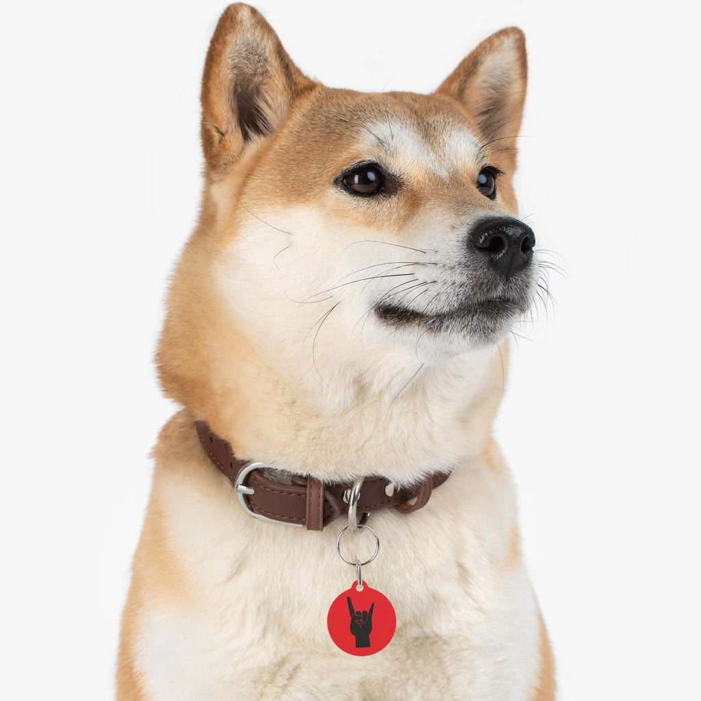 Rock Hand Dog Collar Charm | Punk Pet Tag, Alt Music Accessory
