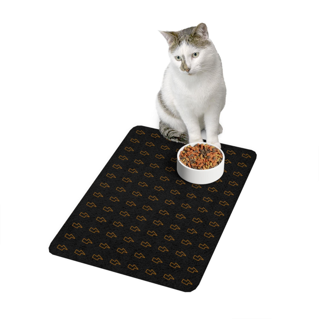 Neon Lightning Bolt Pattern Pet Mat 12x18 | Non-Slip Food Mat