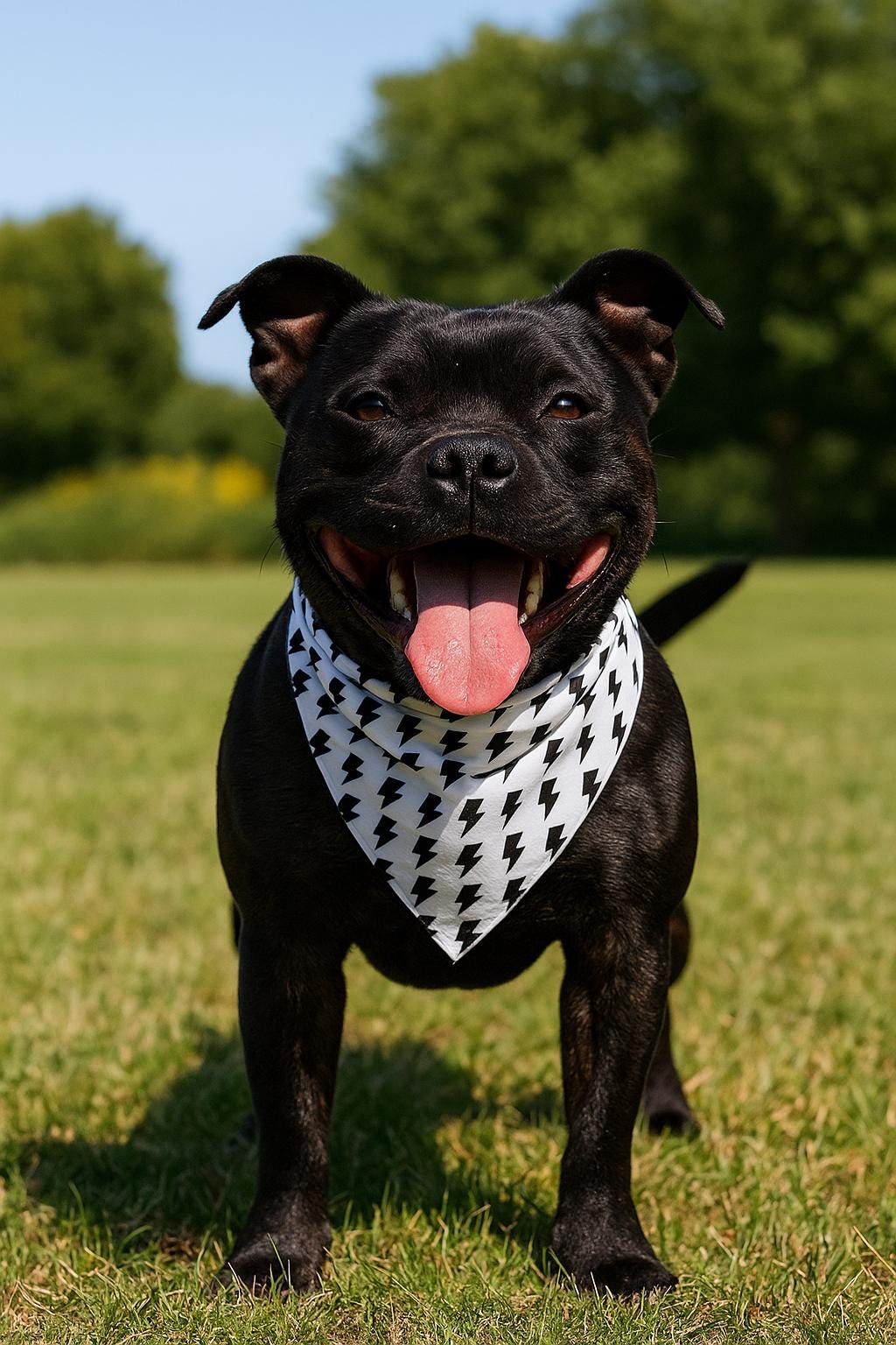 Black Lightning Bolt Pet Bandana | Modern Dog Cat Accessory, Polyester
