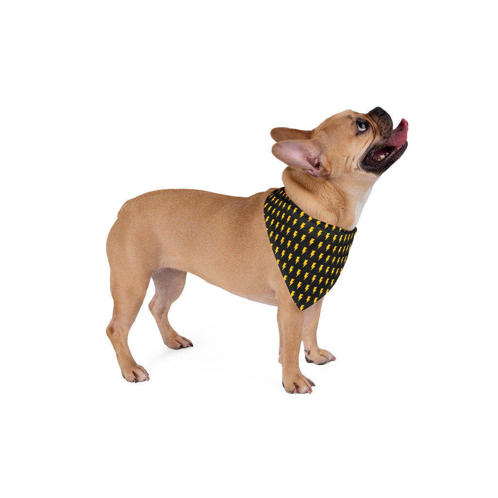 Black Lightning Bolt Dog Bandana – Yellow Electric Pet Scarf
