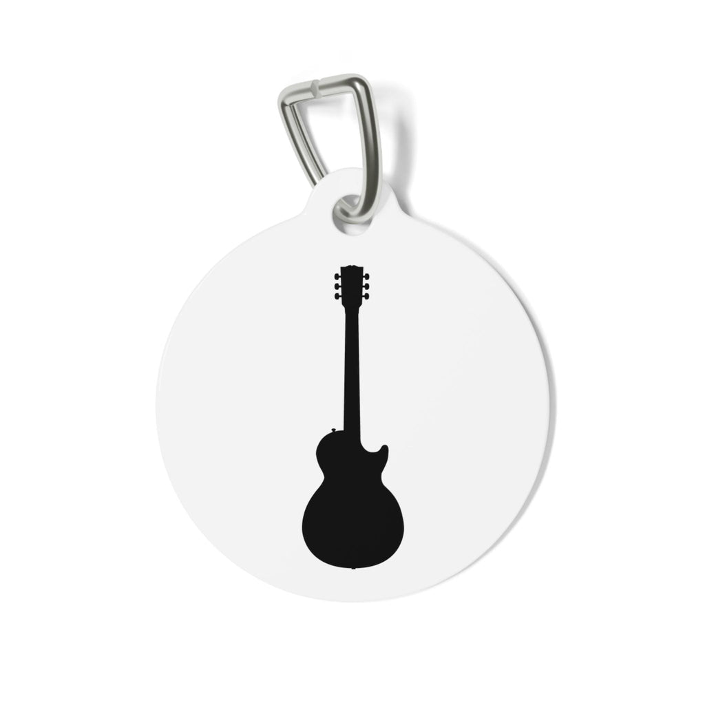 Black Electric Guitar Silhouette Pet Tag | Musician Dog Cat ID Charm