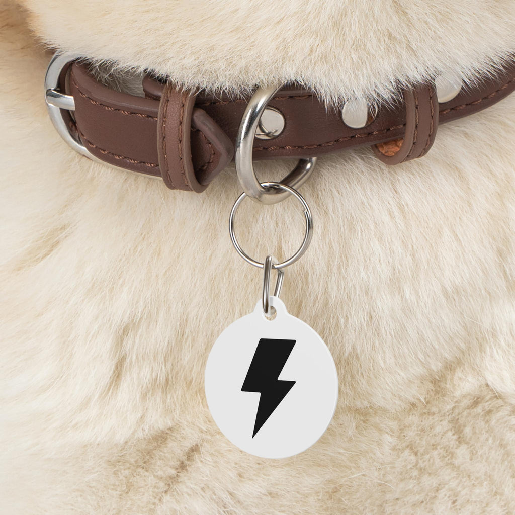 Personalized Lightning Bolt Dog Tag: Custom Pet ID Name, Phone Number Metal Tag
