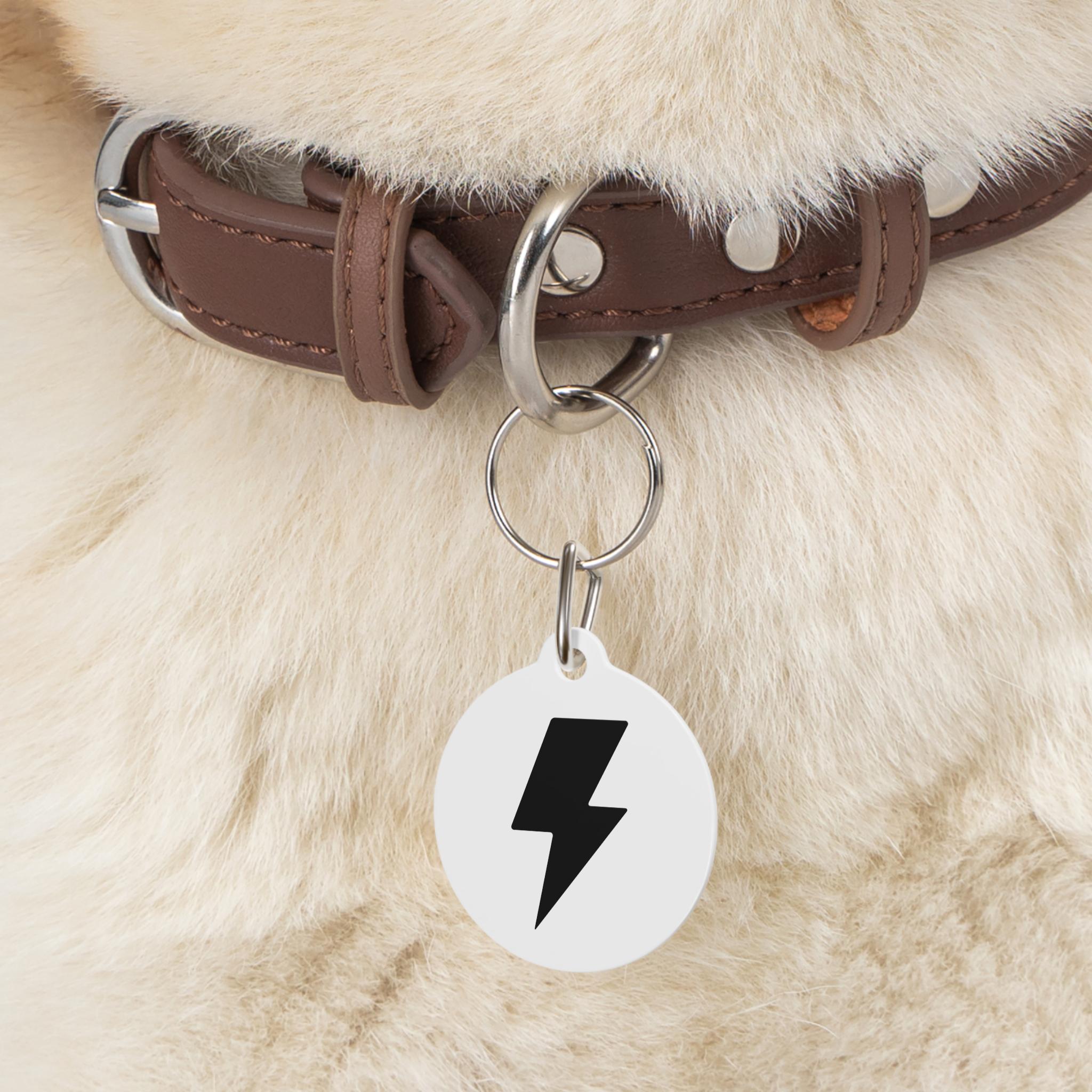 Personalized Lightning Bolt Dog Tag: Custom Pet ID Name, Phone Number Metal Tag