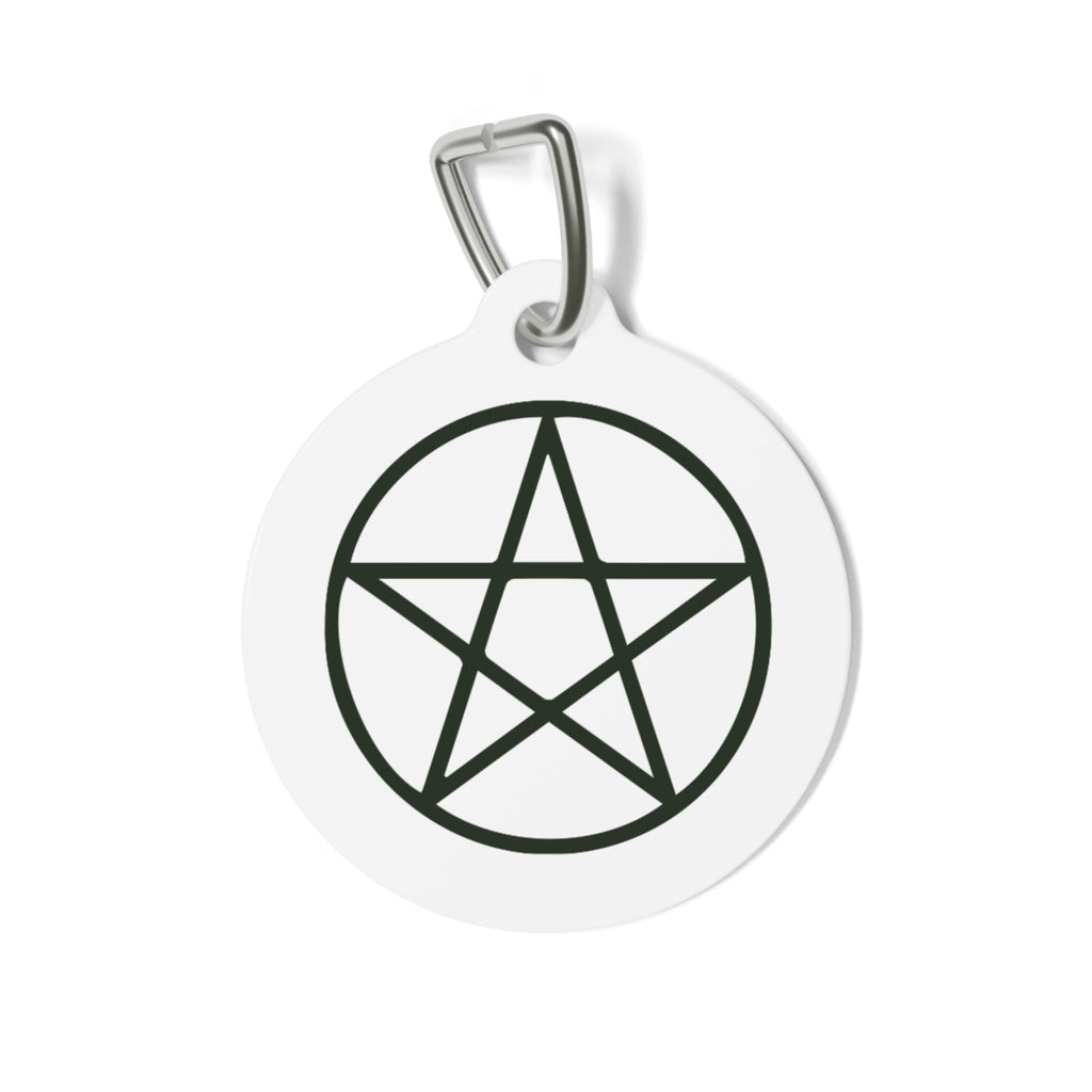 Personalised Pentagram Pet Tag | Round ID Charm, Pagan Witch Symbol