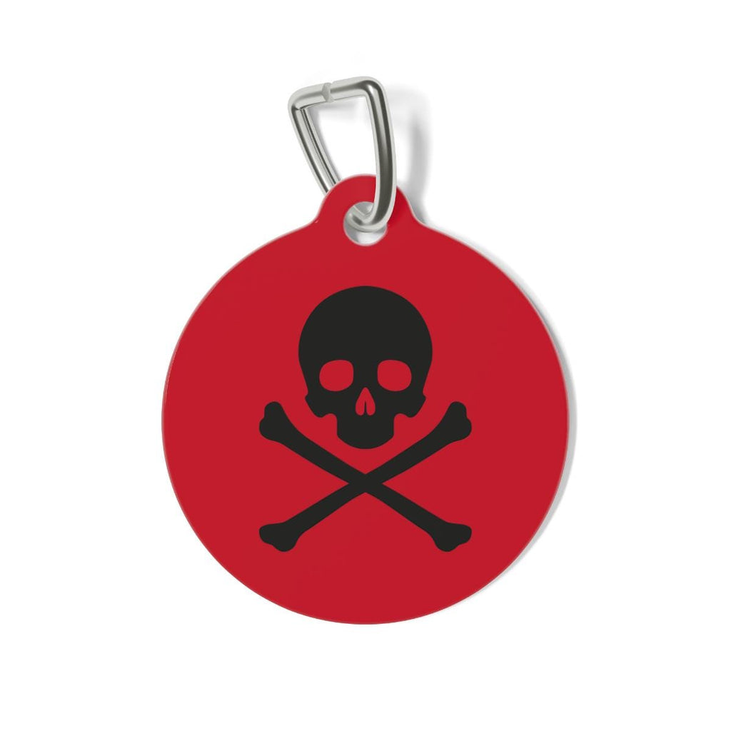 Skull & Crossbones Pet Tag | Round Double-Sided Rock ID Charm
