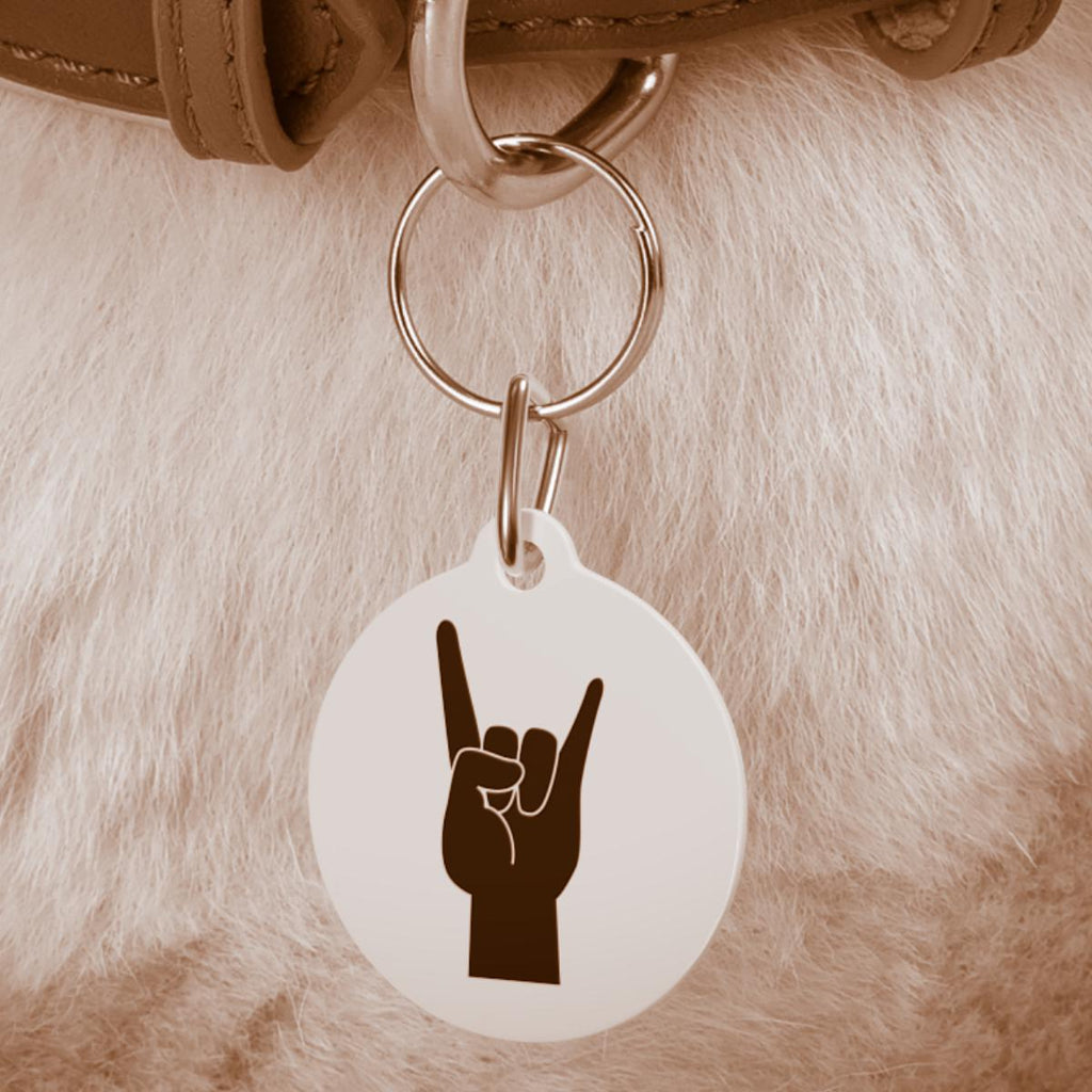 Rock Hand Dog Collar Charm | Punk Pet Tag, Alt Music Accessory