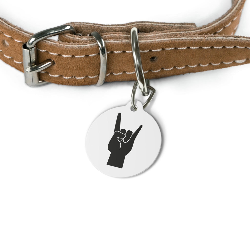 Rock Hand Dog Collar Charm | Punk Pet Tag, Alt Music Accessory