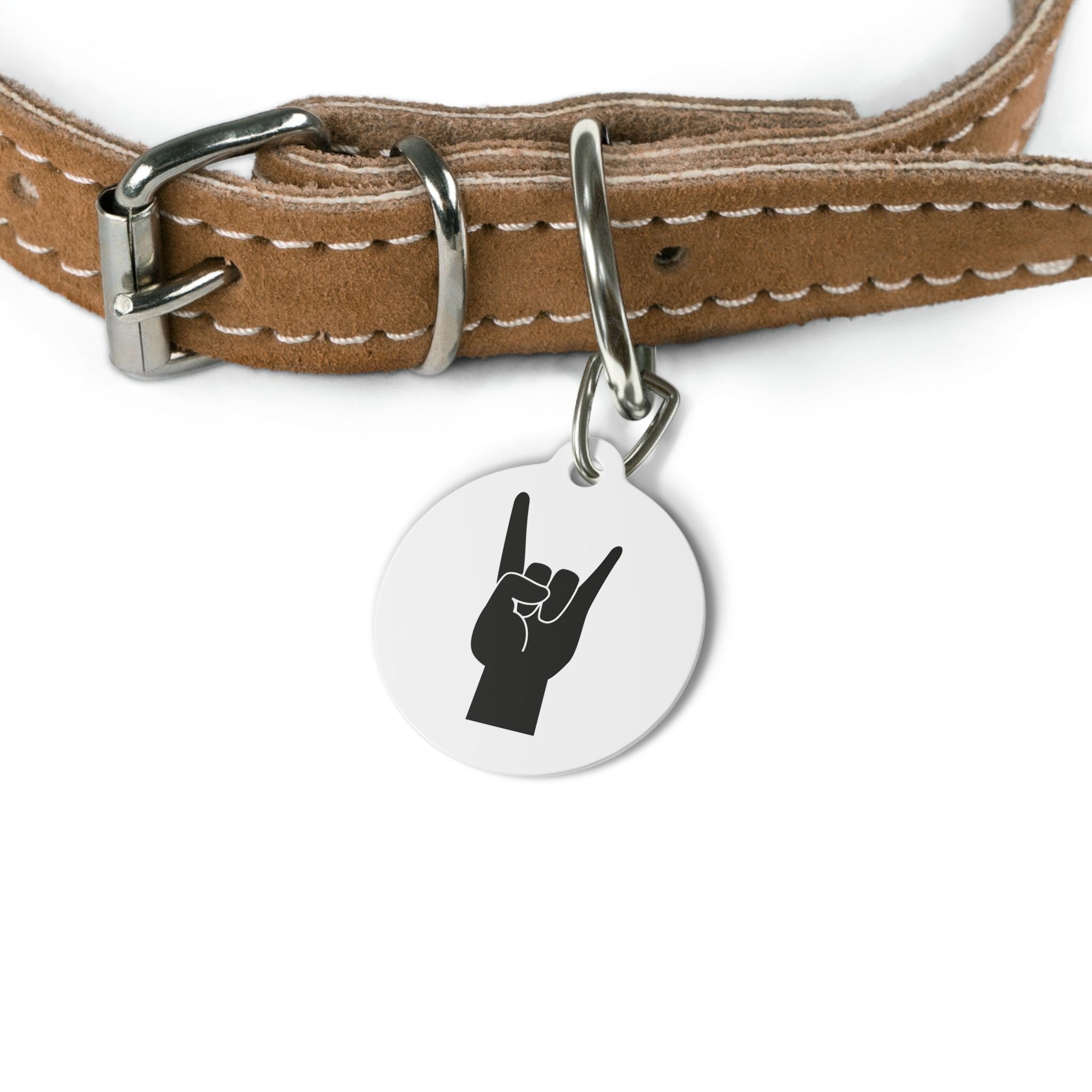 Rock Hand Dog Collar Charm | Punk Pet Tag, Alt Music Accessory