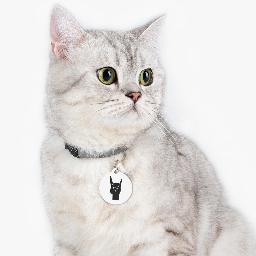 Rock Hand Dog Collar Charm | Punk Pet Tag, Alt Music Accessory