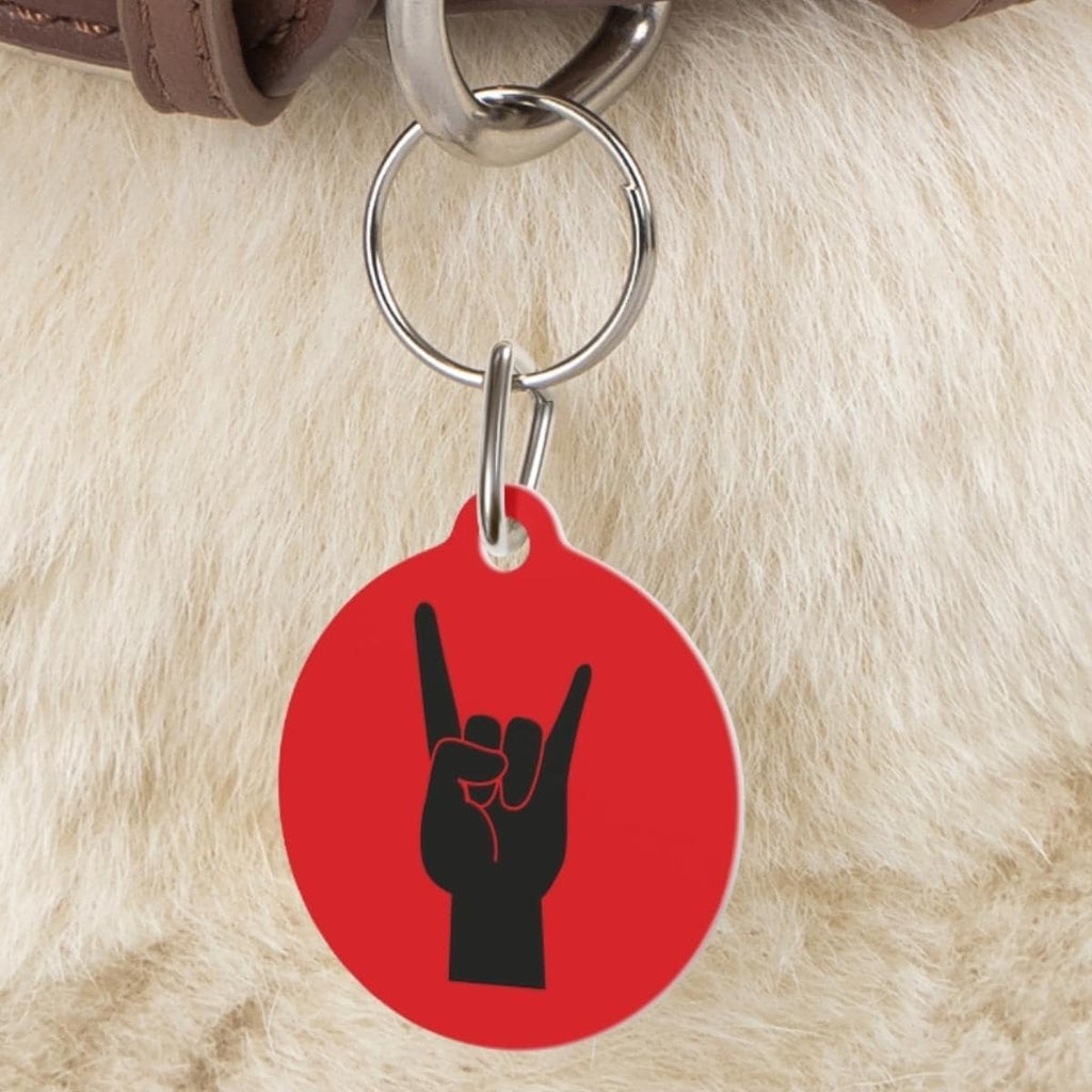 Rock Hand Dog Collar Charm | Punk Pet Tag, Alt Music Accessory