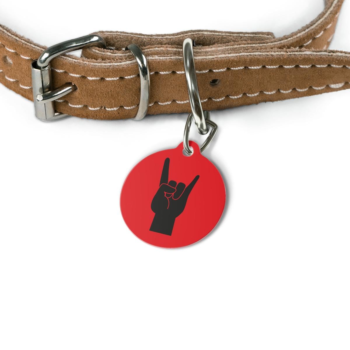 Rock Hand Dog Collar Charm | Punk Pet Tag, Alt Music Accessory