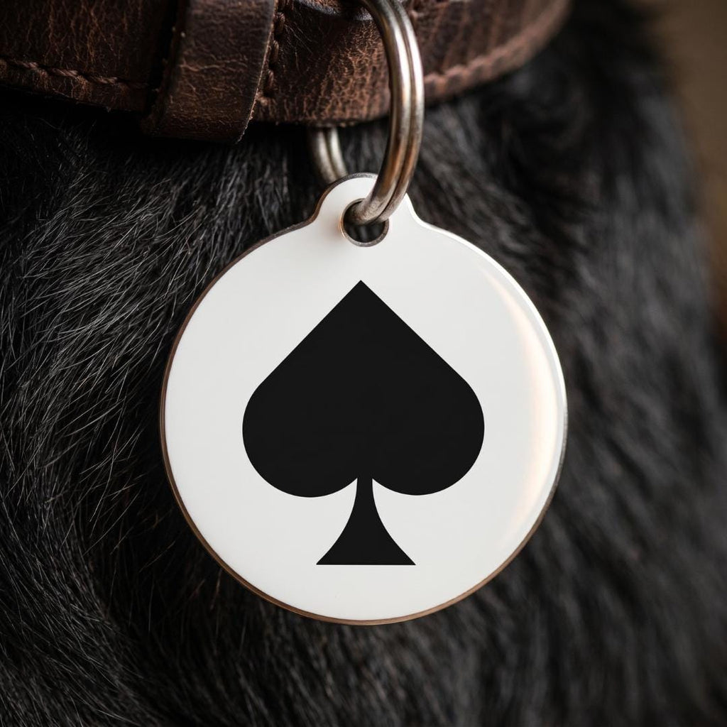 Personalised Ace of Spades Icon Pet Tag | Round Metal Dog ID Tag