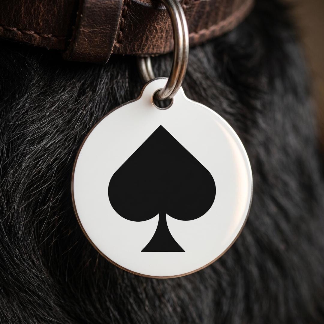 Personalised Ace of Spades Icon Pet Tag | Round Metal Dog ID Tag