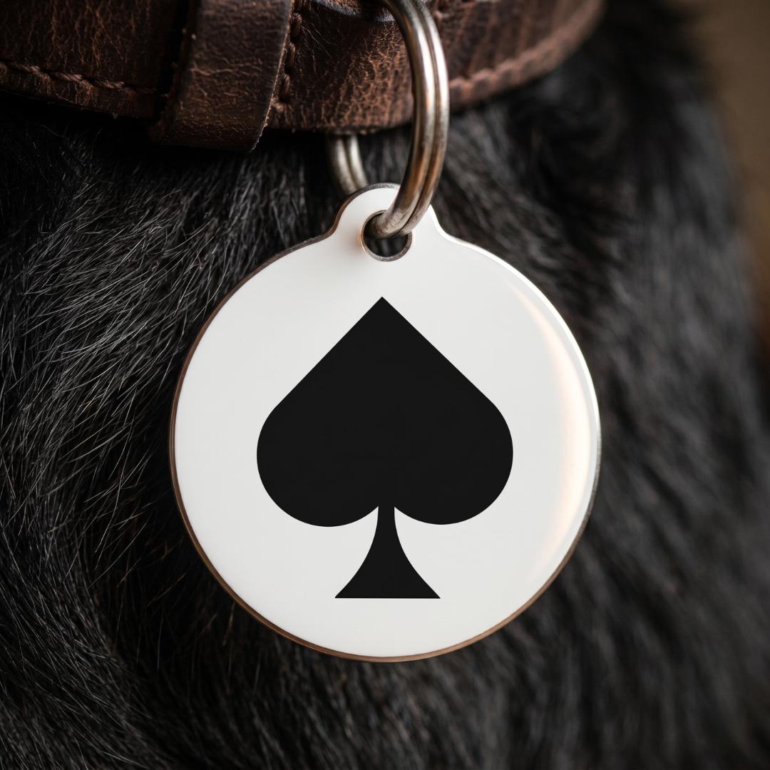 Personalised Ace of Spades Icon Pet Tag | Round Metal Dog ID Tag