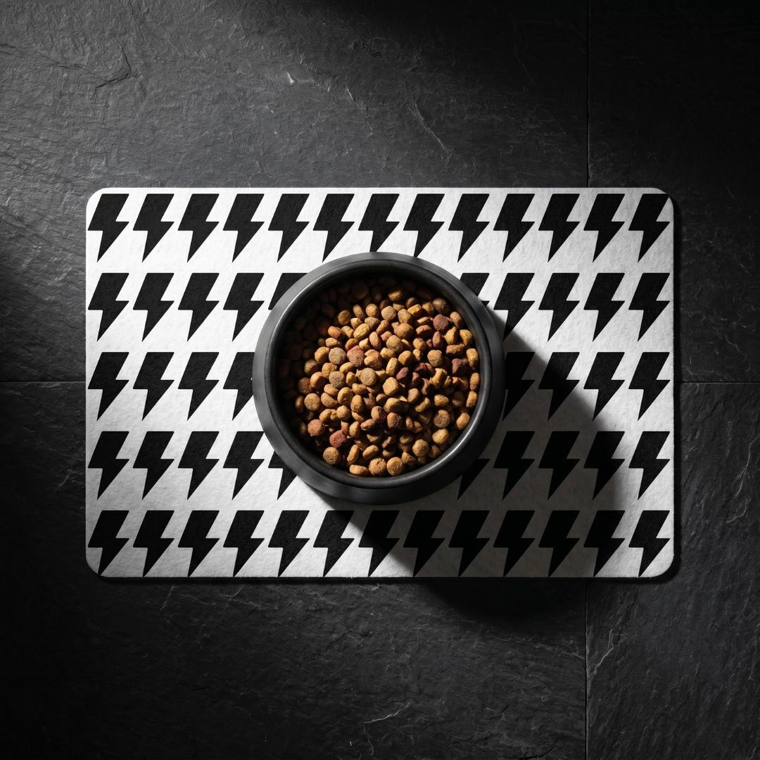 Lightning Bolt Pet Food Mat, Waterproof Non-Slip Dog Bowl Placemat