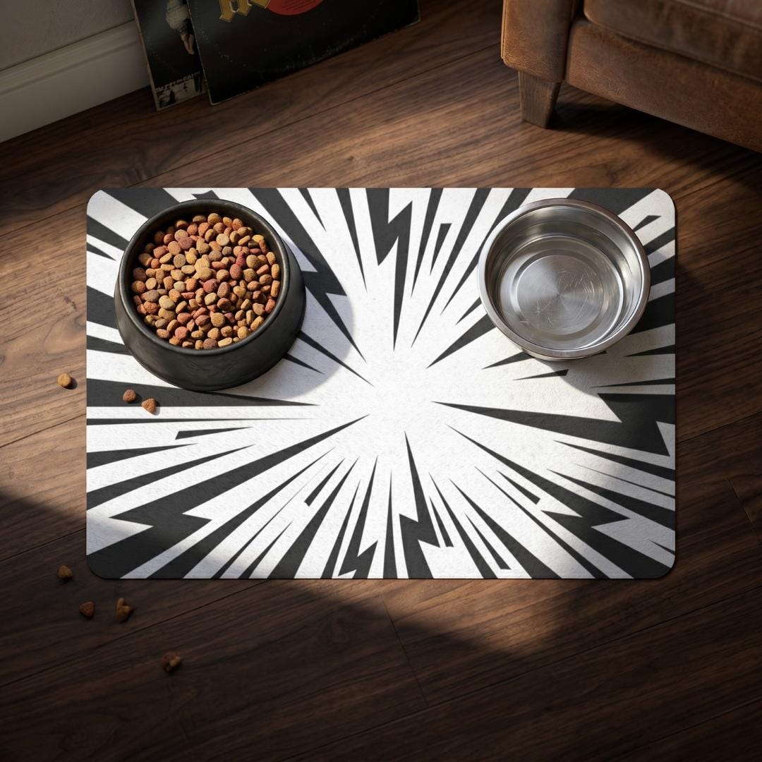 Lightning Burst Dog Mat pet food mat | non-slip feeder pad