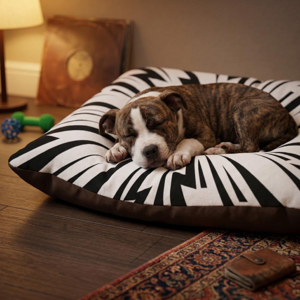Lightning Burst Pet Bed | Electric Print, Coral Fleece Top