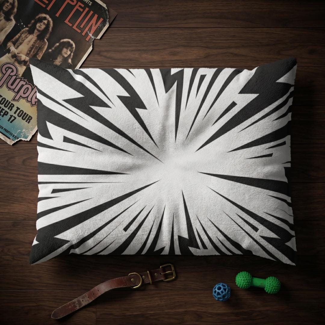 Lightning Burst Pet Bed | Electric Print, Coral Fleece Top