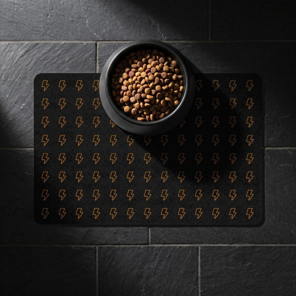 Neon Lightning Bolt Pattern Pet Mat 12x18 | Non-Slip Food Mat