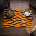 Tiger Stripe Pet Food Mat 12x18 | Orange Black Animal Print