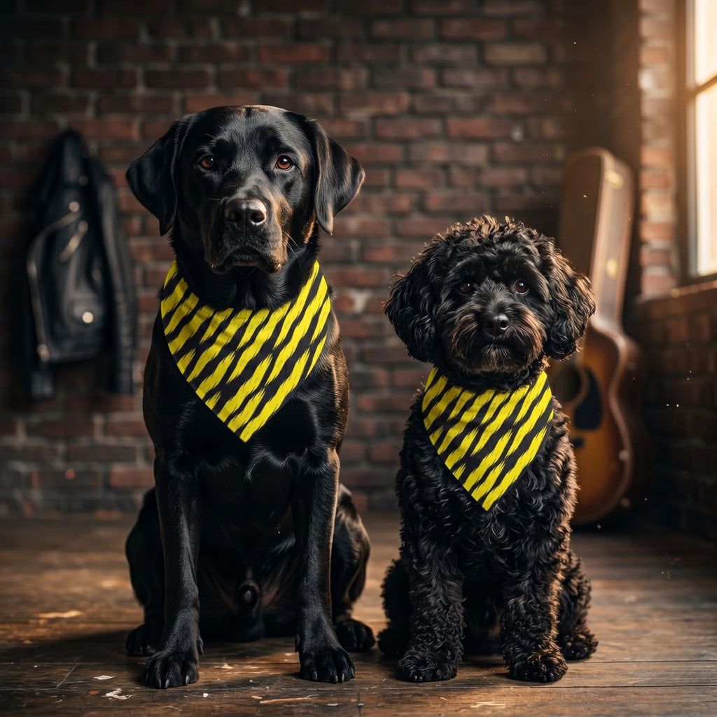 Yellow Black Tiger Stripe Pet Bandana | Animal Print Dog Bandana
