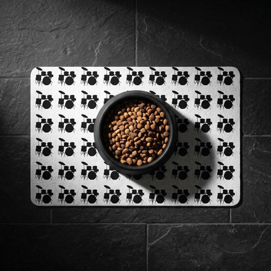 Drum Set Pet Food Mat, Non-Slip Dog Cat Feeding Placemat