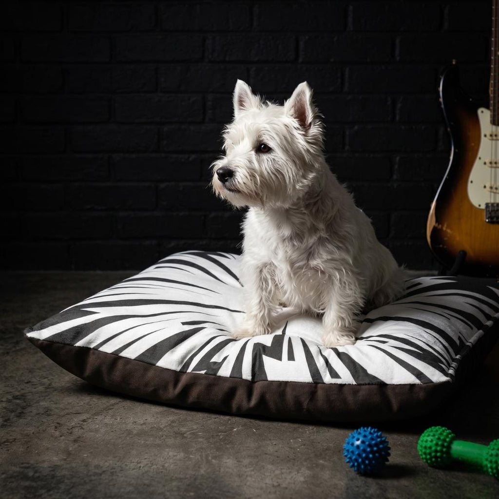 Lightning Burst Pet Bed | Electric Print, Coral Fleece Top
