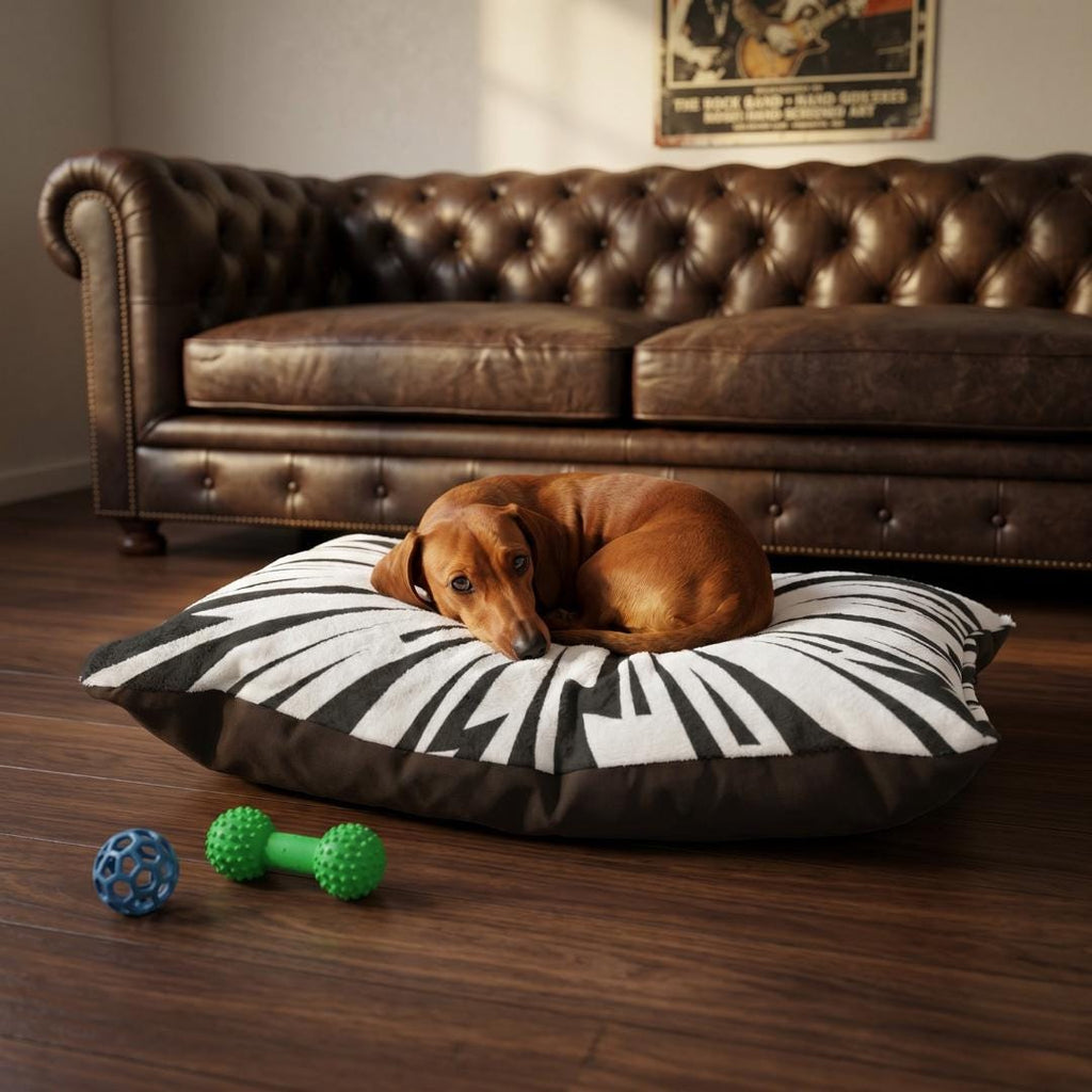 Lightning Burst Pet Bed | Electric Print, Coral Fleece Top