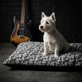 Retro Cassette Tape Pattern Pet Bed | Black White Music Design